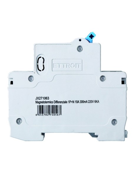 Disjoncteur à courant résiduel 1P+N, 2 modules, 230Vac, 10A, 300mA, 6KA - Ettroit JX271063