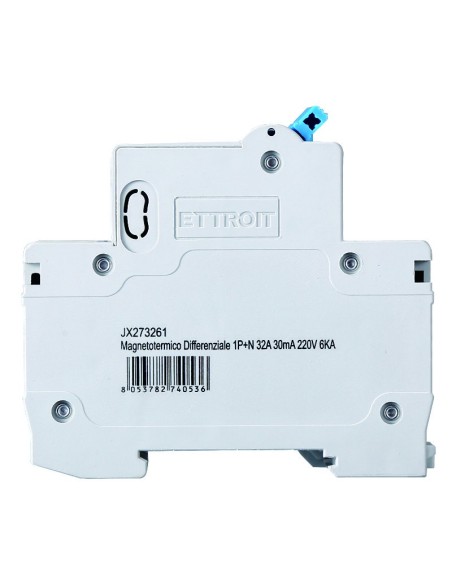 Residual current circuit breaker 1P+N, 2 modules, 230Vac, 32A, 30mA, 6KA - Ettroit JX273261