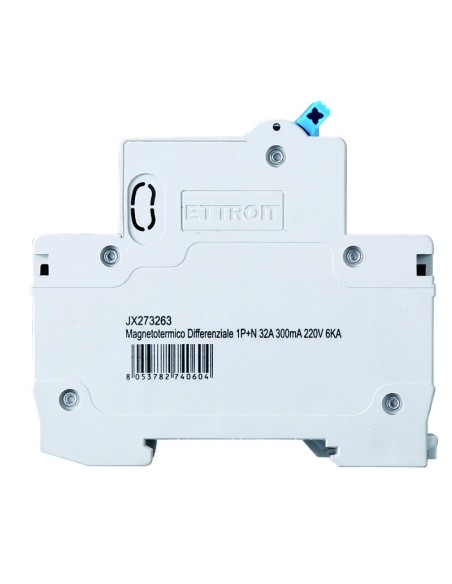 Disjoncteur à courant résiduel 1P+N, 2 modules, 230Vac, 32A, 300mA, 6KA - Ettroit JX273263
