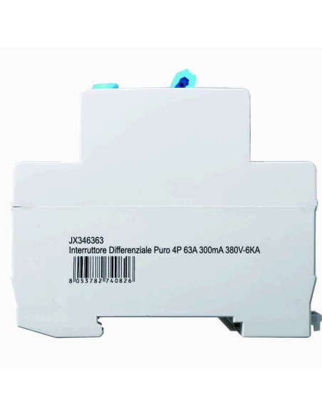 Pure residual current circuit breaker 4P, 4 modules, AC type, 380Vac, 63A, 300mA, 6KA - Ettroit JX346363