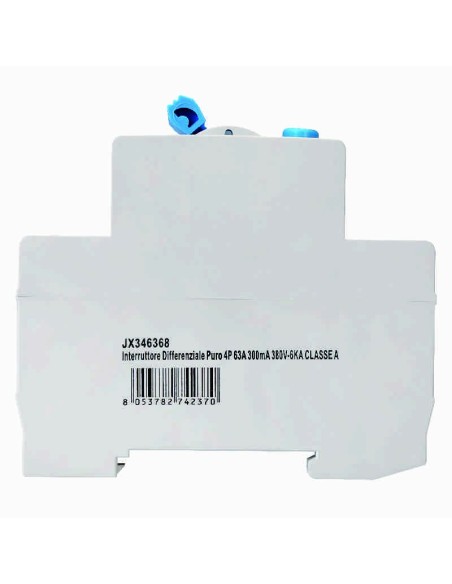 Pure residual current circuit breaker 4P, 4 modules, AC type, 380Vac, 63A, 300mA, 6KA, class A - Ettroit JX346368