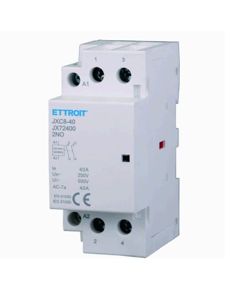 Contactor 230Vac, 2P, 40A, 2 modules, 2 NO contacts - Ettroit JX72400