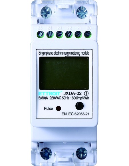 Eenfasige stroommeter, 230Vac, 5A ~ 80A, 2 modules - Ettroit JXDA-02