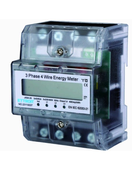 Three-phase current meter, 380Vac, 5A ~ 80A, 4 modules - Ettroit JXDA-03