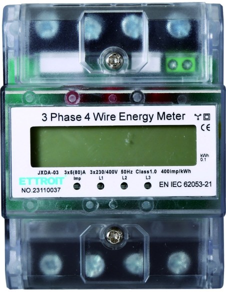 Dreiphasen-Strommesser, 380Vac, 5A ~ 80A, 4 Module - Ettroit JXDA-03