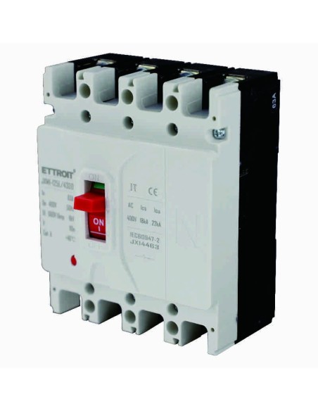 Interruttore magnetotermico inscatolato, 4P, 380Vac, 63A, 25KA - Ettroit JX14463