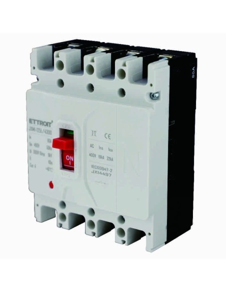 Interruttore magnetotermico inscatolato, 4P, 380Vac, 80A, 25KA - Ettroit JX14497