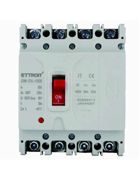 Disjoncteur miniature, 4P, 380Vac, 80A, 25KA - Ettroit JX14497