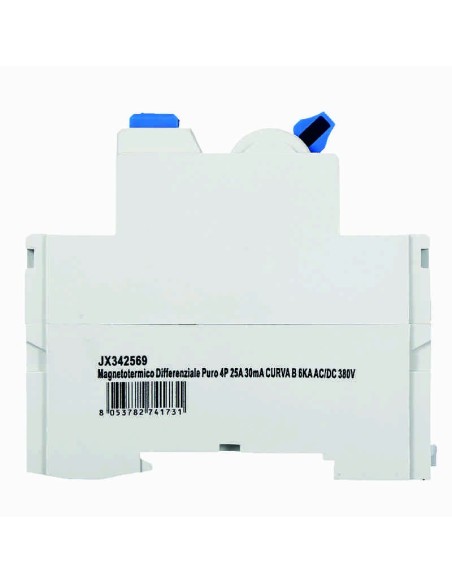 Zuivere aardlekschakelaar 4P, 4 modules, 380V AC/DC, 25A, 30mA, 6KA, curve B - Ettroit JX342569