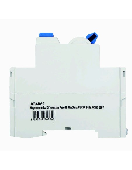 Zuivere aardlekschakelaar 4P, 4 modules, 380V AC/DC, 40A, 30mA, 6KA, curve B - Ettroit JX344069