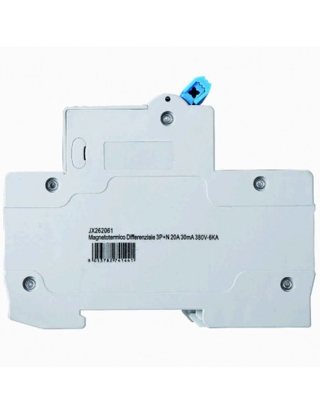 Disjoncteur à courant résiduel 3P+N, 4 modules, 415Vac, 20A, 30mA, 6KA - Ettroit JX262061