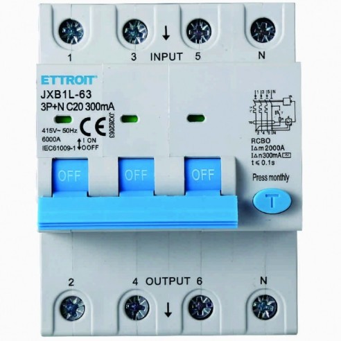 Fehlerstrom-Schutzschalter 3P+N, 4...