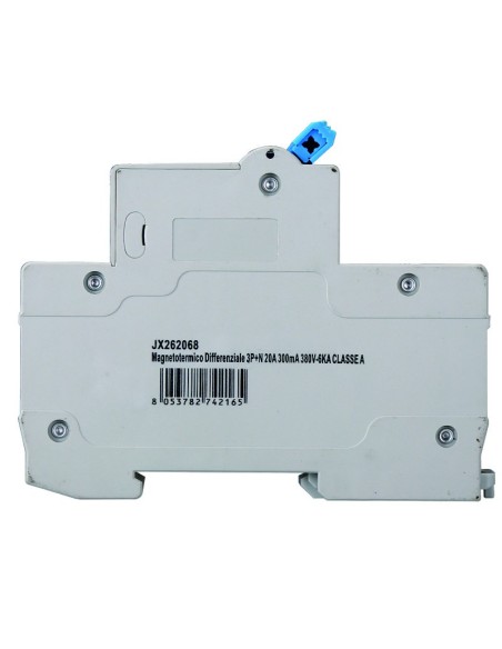 Disjoncteur à courant résiduel 3P+N, 4 modules, 415Vac, 20A, 300mA, 6KA, classe A - Ettroit JX262068