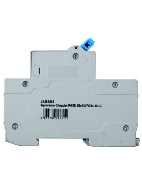Residual current circuit breaker 3P+N, 4 modules, 415Vac, 25A, 300mA, 6KA, class A - Ettroit JX262568