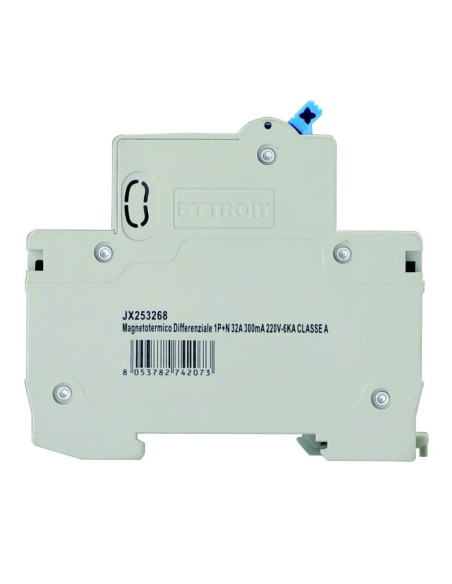Disjoncteur à courant résiduel 1P+N, 2 modules, 230Vac, 32A, 300mA, 6KA, classe A - Ettroit JX253268