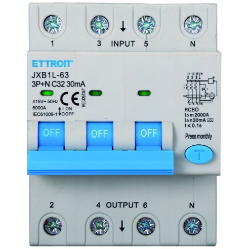 Interruptor diferencial 3P+N, 4...