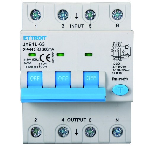 Disjoncteur différentiel 3P+N, 4...
