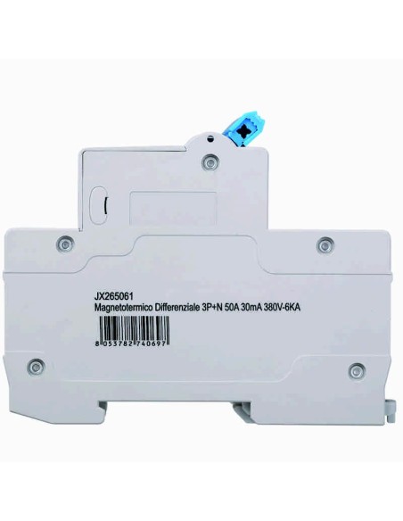 Disjoncteur à courant résiduel 3P+N, 4 modules, 415Vac, 50A, 30mA, 6KA - Ettroit JX265061