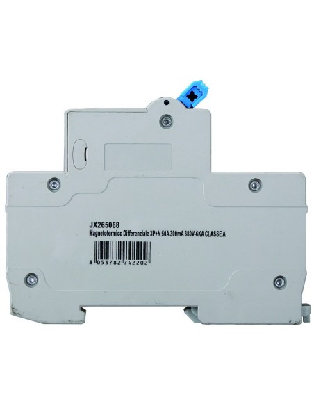 Disjoncteur à courant résiduel 3P+N, 4 modules, 415Vac, 50A, 300mA, 6KA, classe A - Ettroit JX265068