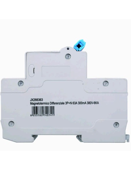 Residual current circuit breaker 3P+N, 4 modules, 415Vac, 63A, 300mA, 6KA - Ettroit JX266363