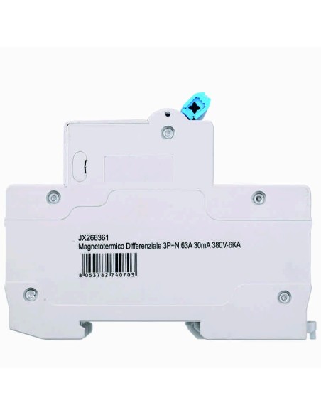 Aardlekschakelaar 3P+N, 4 modulen, 415Vac, 63A, 30mA, 6KA - Ettroit JX266361