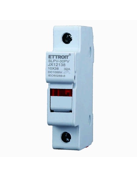 Porte-fusible RT18-32, pour fusibles ⌀10x38mm, 1000V 32A, 1 module, montage sur rail DIN - Ettroit JX12138