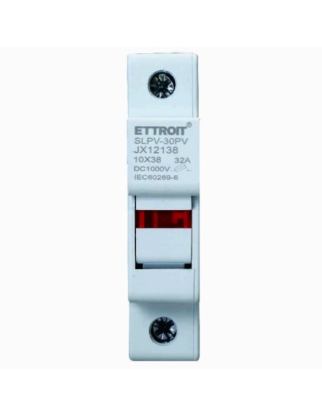 Portafusibles RT18-32, para fusibles ⌀10x38mm, 1000V 32A, 1 módulo, montaje en carril DIN - Ettroit JX12138