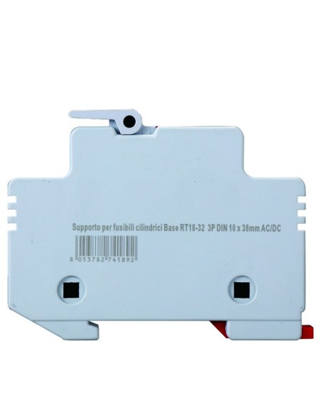 Fuse holder RT18-32, for fuses ⌀10x38mm, 1000V 32A, 3 modules, DIN rail mounting - Ettroit JX12338