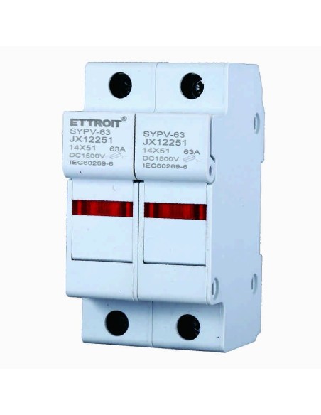 Sicherungshalter RT18-63, für Sicherungen ⌀14x51mm, 1000V 63A, 2 Module, DIN-Schienenmontage - Ettroit JX12251