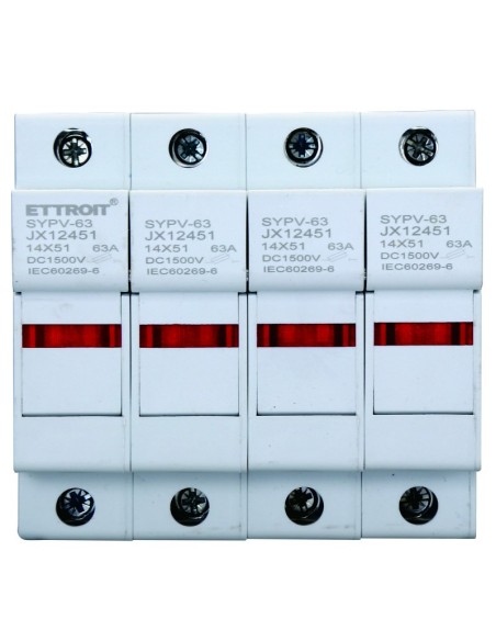 Fuse holder RT18-63, for fuses ⌀14x51mm, 1000V 63A, 4 modules, DIN rail mounting - Ettroit JX12451