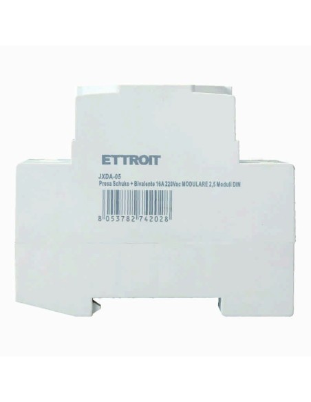 Presa schuko per guida DIN, 2,5 moduli, 230Vac, 16A - Ettroit JXDA-05