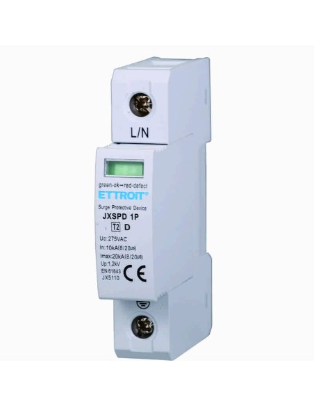 Überspannungsableiter 1P, begrenzendes SPD, 1 Modul, 275Vac, Typ T2, 10KA, 20KA - Ettroit JX5110