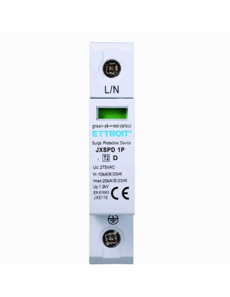Überspannungsableiter 1P, begrenzendes SPD, 1 Modul, 275Vac, Typ T2, 10KA, 20KA - Ettroit JX5110