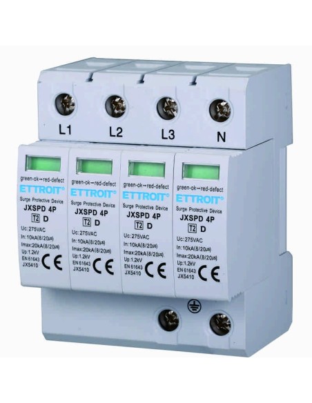 Überspannungsableiter 4P, begrenzendes SPD, 4 Module, 275Vac, Typ T2, 10KA, 20KA - Ettroit JX5410