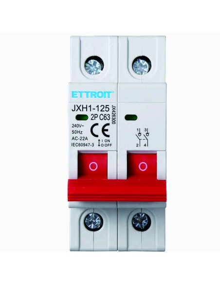 Interruptor de desconexión, 2P, 230Vac, 63A - Ettroit JX426300