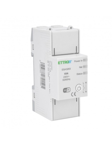 Tuya WiFi Smart Switch, 230Vac, 63A, 1P, funciones: programación, monitorización, gestión automatizada - Ettroit ESA3263