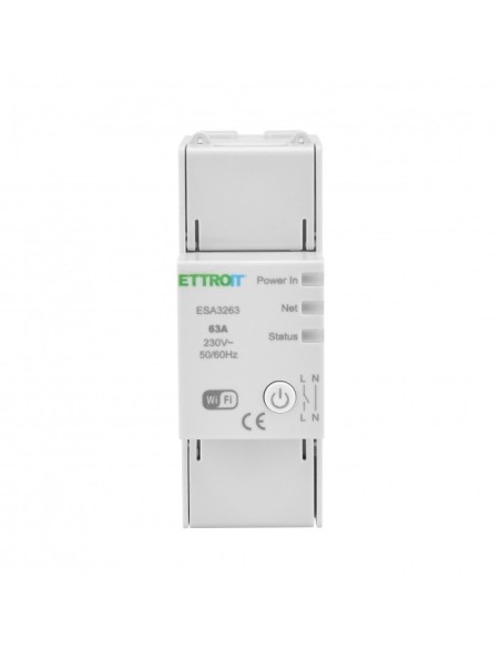 Tuya WiFi Smart Switch, 230Vac, 63A, 1P, functions: programming, monitoring, automated management - Ettroit ESA3263
