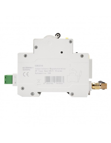 Interruptor automático Tuya Smart WiFi, 2P, 3 módulos, 230Vac, 16A, 6KA, rearme automático - Ettroit ESR3216