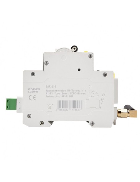 Disjoncteur différentiel intelligent WiFi Tuya RCBO, 1P+N, 3 modules, 230Vac, 16A, 30ma, 6KA - Ettroit ESR3516