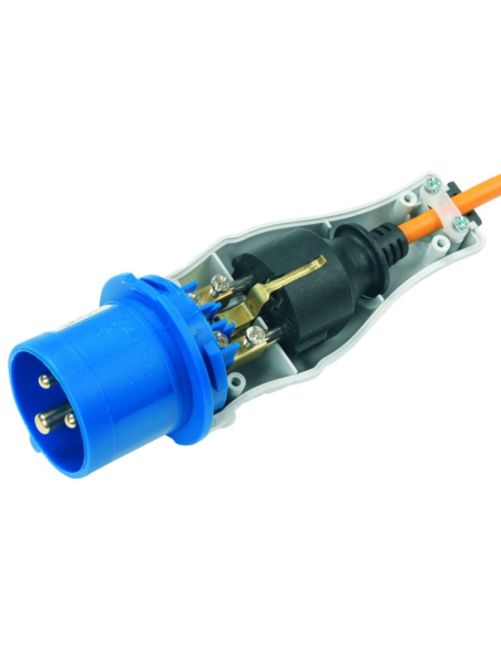 Stekker Shell adapter, 16A schukostekker naar 230V 2P+E industriestekker, IP44 - Rosi 1821