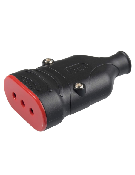 Anti-crush rubber socket, 10A 2P+E, black, Ela Plug series - Rosi RS78204