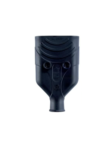 Anti-crush rubber socket, 10A 2P+E, black, Ela Plug series - Rosi RS78204