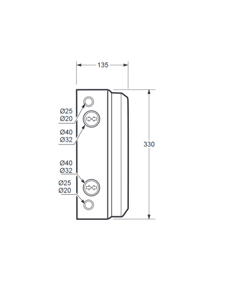 Fondo de pared, para 3 tomas verticales enclavadas, serie 19 - Rosi RS3969