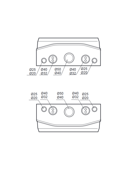 Empty panel, 506x330x150mm, 16 modules, 4 interlocked sockets, compatible with 14 series sockets - Rosi 18.3001