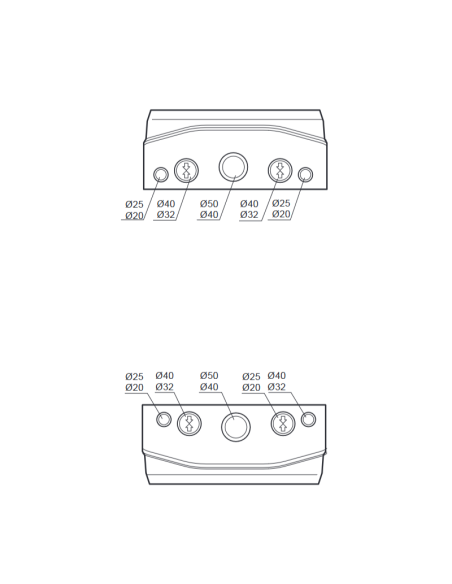 Panel vacío, 685x330x150mm, 32 módulos, 4 bases enclavadas, compatible con bases de la serie 14 - Rosi 18.3013