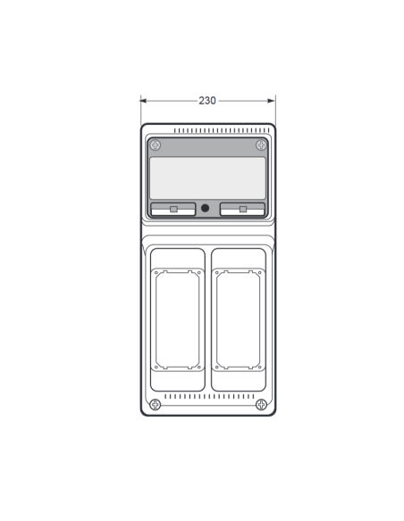 Empty panel, 506x230x150mm, 8 modules, 2 interlocked sockets, compatible with 19 series sockets - Rosi 18.3008