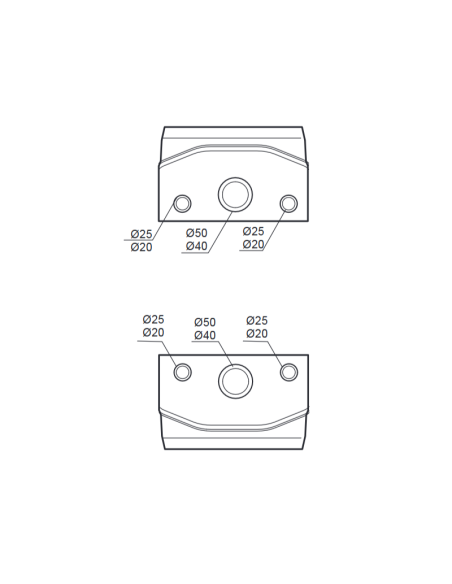 Empty panel, 506x230x150mm, 8 modules, 2 interlocked sockets, compatible with 19 series sockets - Rosi 18.3008