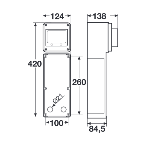 Empty panel, 420x124x138mm, 4...