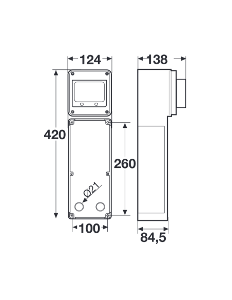 Panneau vide, 420x124x138mm, 4 modules, 1 prise verrouillée, compatible avec les prises de la série 16 - Rosi 16.3007