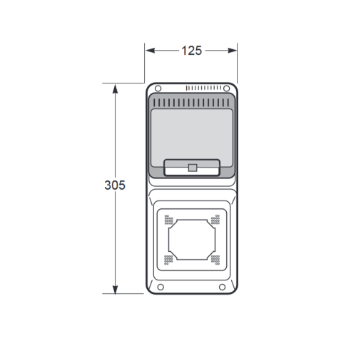 Empty flanged panel, 305x125x107mm, 6...